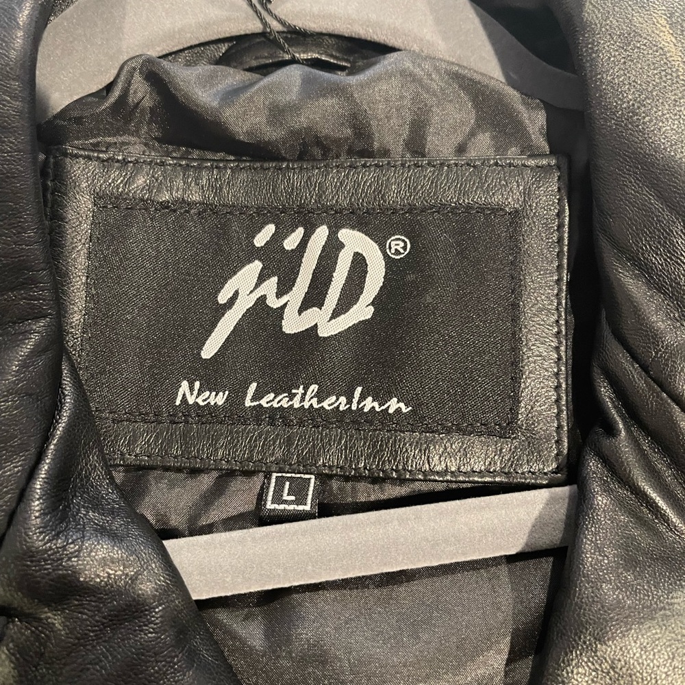 Leather Moto Jacket - Black Distressed - Sz L - Picture 7 of 13